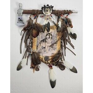 Bradford Exchange Al Agnew Sacred Sentinels Wolf Feathers Wall Plaque Decor NEW